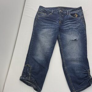 Baby Phat Dark Blue Distressed Cropped Jeans